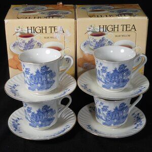 4 sets of new tea cups & saucers. Robinson Design Japan High Tea Blue Willow